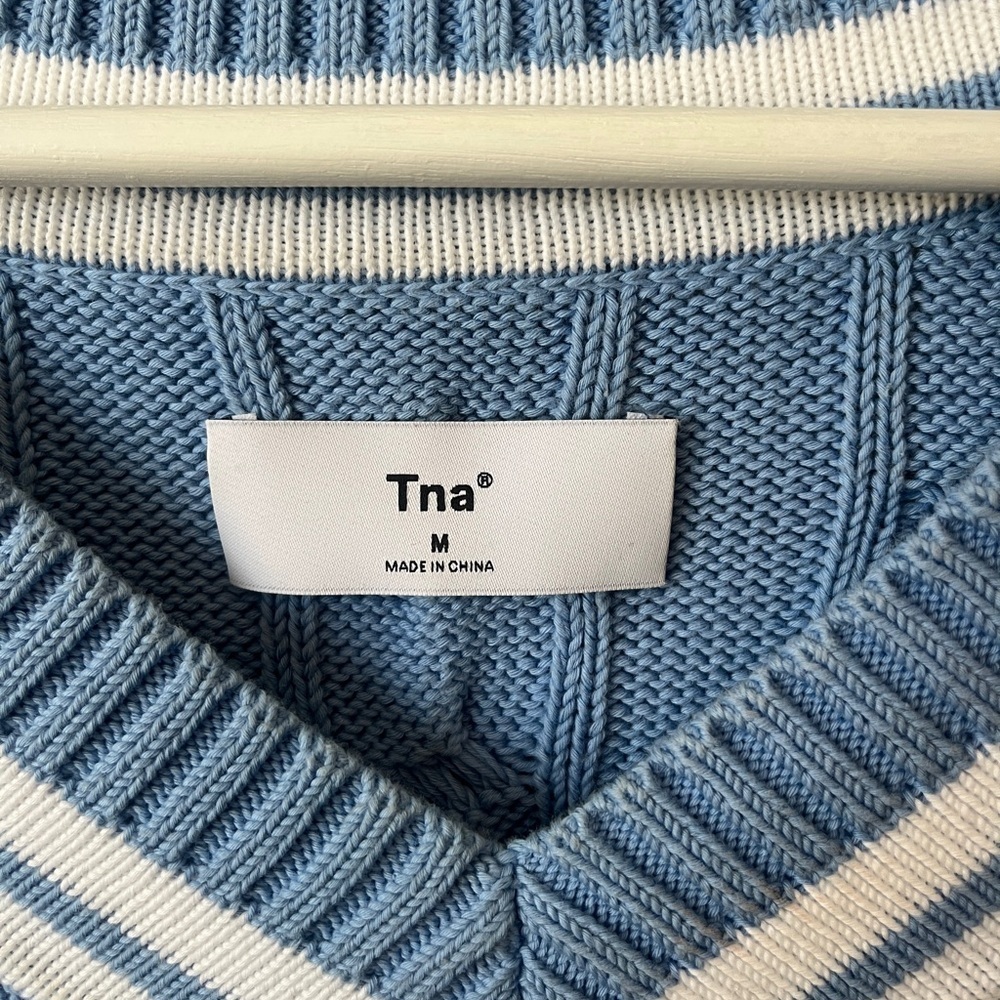 Aritzia TNA Cable Knit Baby Blue Sweater - Picture 3 of 5
